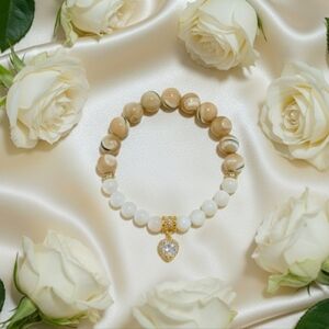 Mother Of Pearl Bracelet With Cubic Zirconia Charm